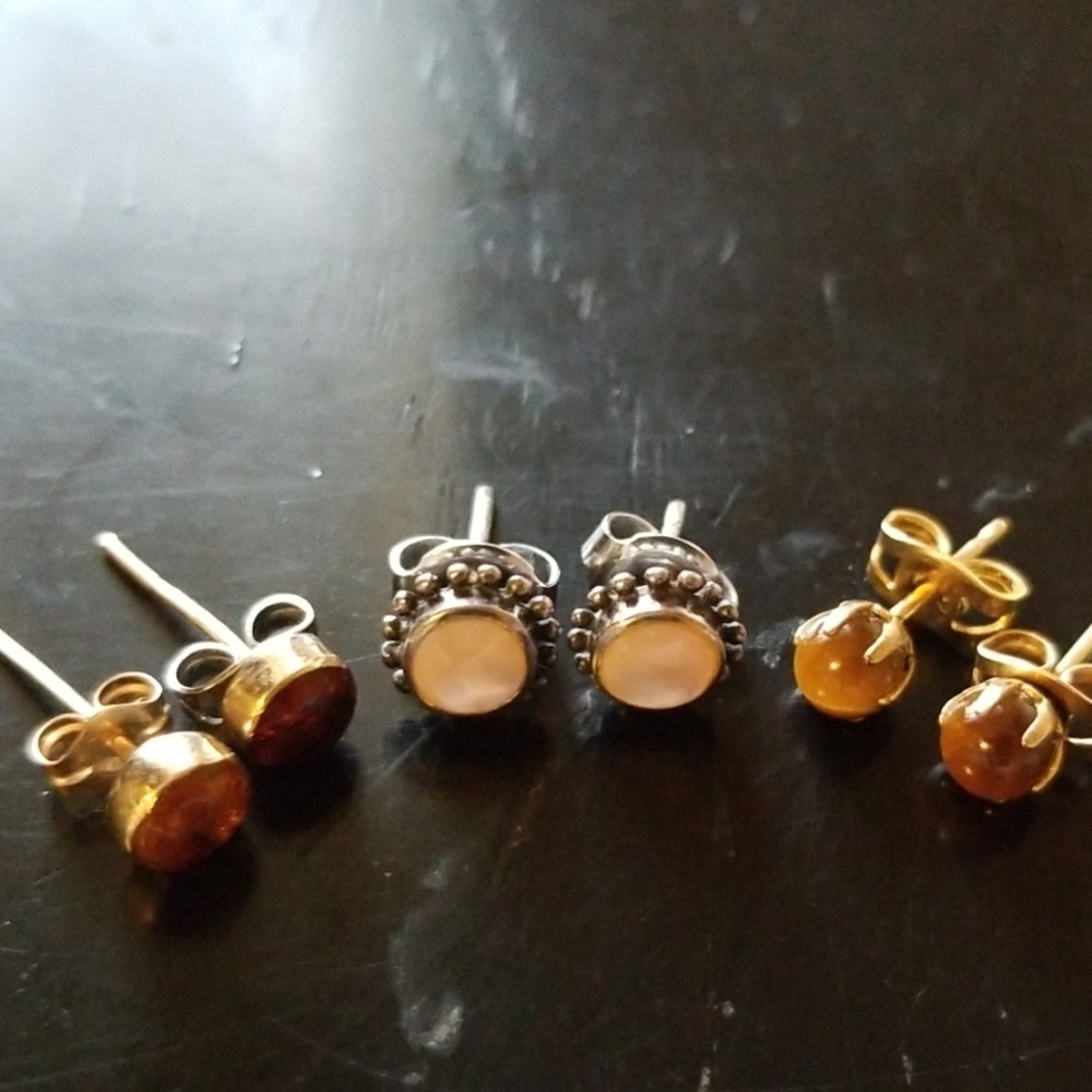 Lot of 3 pair stone earrings